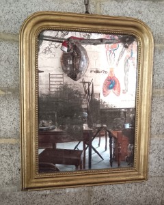 	C19th Arched Top French gilded mirror